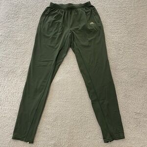 Tracksmith Solomon Track Pants Mens M Green Nylon Drawstring Ankle Zip Running